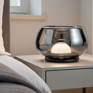 Abat-jour kave perenz moderna di vetro fume specchio lampada led 3000k