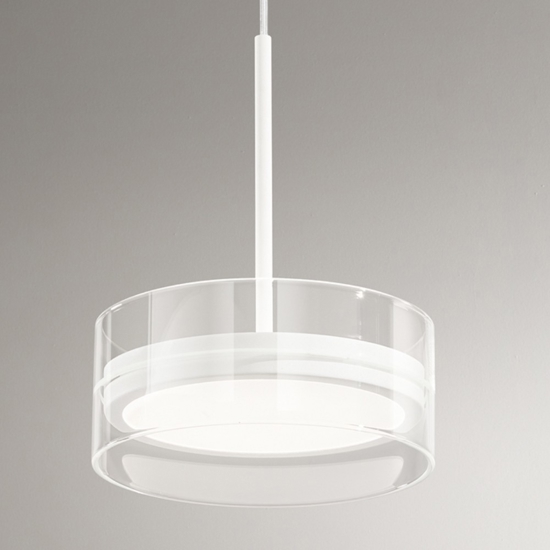 Lampada a sospensione bianca arere perenz led 3000k vetro trasparente Lampada a sospensione bianca arere perenz led 3000k vetro trasparente