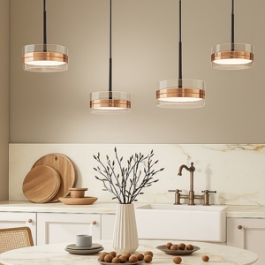 Lampadario 4 pendenti oro rosa per tavolo soggiorno perenz aere