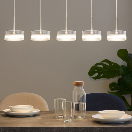 Lampadario aere perenz bianco 5 pendenti per sala da pranzo moderna Lampadario aere perenz bianco 5 pendenti per sala da pranzo moderna