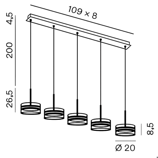 Lampadario aere perenz bianco 5 pendenti per sala da pranzo moderna Lampadario aere perenz bianco 5 pendenti per sala da pranzo moderna