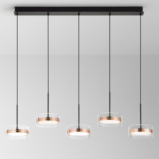 Lampadario aere perenz 5 pendenti oro rosa per sala da pranzo moderna Lampadario aere perenz 5 pendenti oro rosa per sala da pranzo moderna