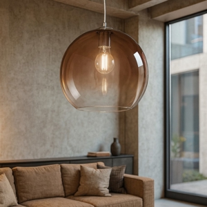 Lampadario sfera di vetro 35cm marrone sfumato perenz planet