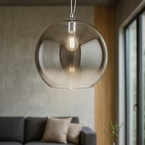 Lampadario boccia di vetro 35cm fume perenz planet