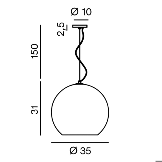 Lampadario boccia di vetro 35cm fume perenz planet Lampadario boccia di vetro 35cm fume perenz planet
