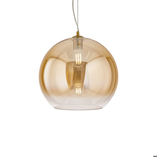 Lampadario boccia di vetro 45cm ambra trasparente perenz planet Lampadario boccia di vetro 45cm ambra trasparente perenz planet