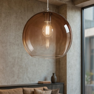 Lampadario boccia di vetro 45cm marrone sfumato perenz planet