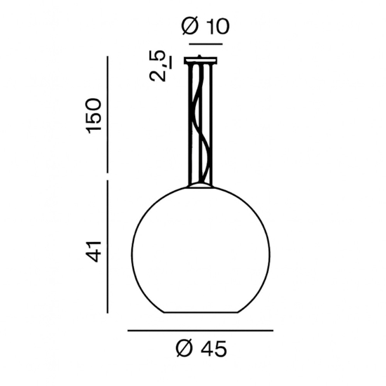 Lampadario a boccia 45cm in vetro fume sfumato trasparente Lampadario a boccia 45cm in vetro fume sfumato trasparente