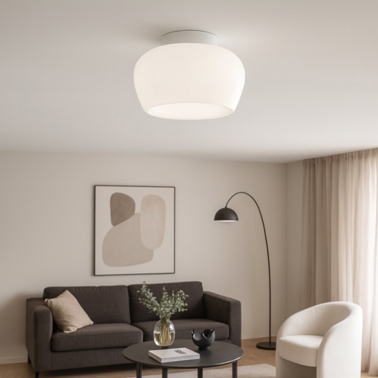 Perenz kabe plafoniera bianca di vetro moerna led 3000k dimmerabile