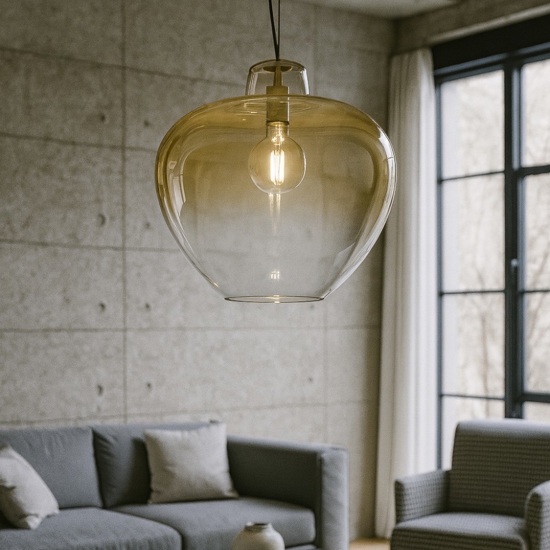 Lampadario boccia di vetro 50cm ambra moderna big blowl perenz Lampadario boccia di vetro 50cm ambra moderna big blowl perenz