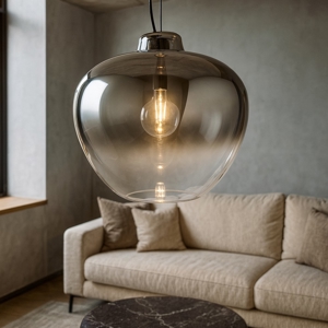 Visualizza i dettagli per Lampadario moderno di vetro 50cm fume specchiato big bowl perenz Lampadario moderno di vetro 50cm fume specchiato big bowl perenz