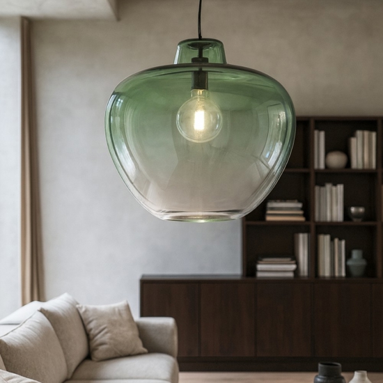 Lampadario boccia di vetro verde 50cm big bowl perenz Lampadario boccia di vetro verde 50cm big bowl perenz