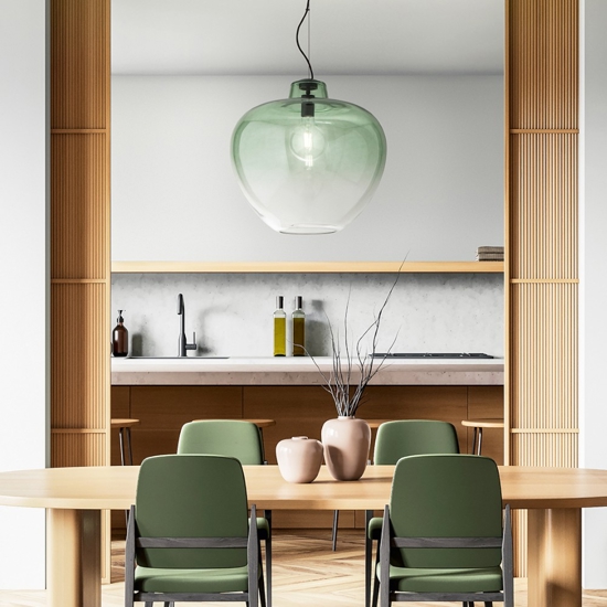 Lampadario boccia di vetro verde 50cm big bowl perenz Lampadario boccia di vetro verde 50cm big bowl perenz