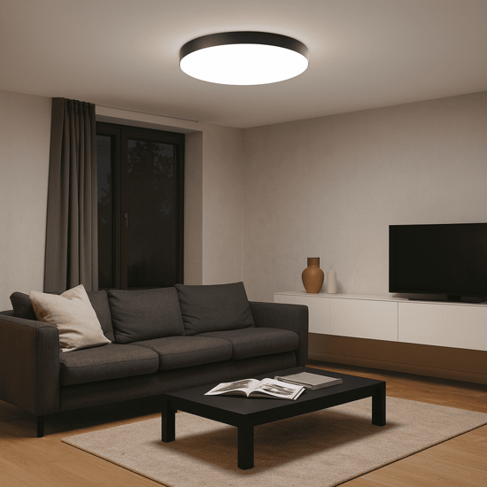 Boiler ondaluce plafoniera rotonda led cct 3000k+4000k nera 80cm Boiler ondaluce plafoniera rotonda led cct 3000k+4000k nera 80cm