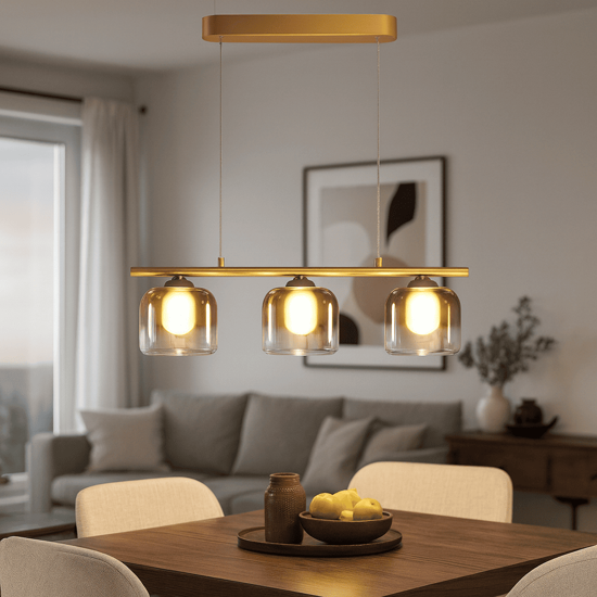 Maytoni spirito lampadario per tavolo da pranzo oro led 3000k  3 luci vetro Maytoni spirito lampadario per tavolo da pranzo oro led 3000k  3 luci vetro