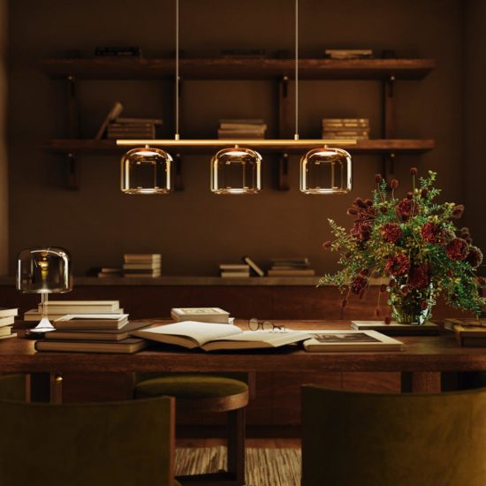 Maytoni spirito lampadario per tavolo da pranzo oro led 3000k  3 luci vetro fp