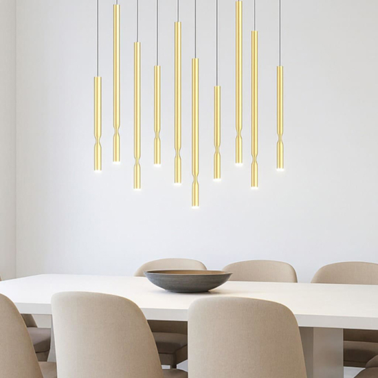 So tubic 10 ondaluce lampadario 10 luci sospese oro led 3000k dimmerabile So tubic 10 ondaluce lampadario 10 luci sospese oro led 3000k dimmerabile