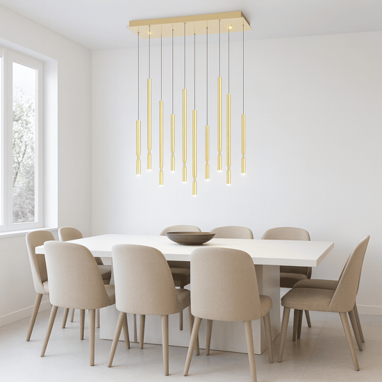 So tubic 10 ondaluce lampadario 10 luci sospese oro led 3000k dimmerabile So tubic 10 ondaluce lampadario 10 luci sospese oro led 3000k dimmerabile