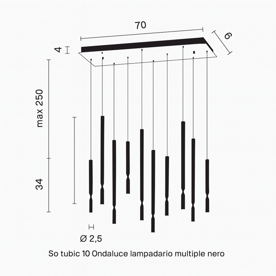 So tubic 10 ondaluce lampadario 10 luci sospese oro led 3000k dimmerabile So tubic 10 ondaluce lampadario 10 luci sospese oro led 3000k dimmerabile