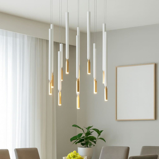 Ondaluce so tubic 12 lampadario moderno a cascata 12 cilindri led 3000k bianco e oro Ondaluce so tubic 12 lampadario moderno a cascata 12 cilindri led 3000k bianco e oro