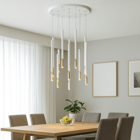 Ondaluce so tubic 12 lampadario moderno a cascata 12 cilindri led 3000k bianco e oro Ondaluce so tubic 12 lampadario moderno a cascata 12 cilindri led 3000k bianco e oro