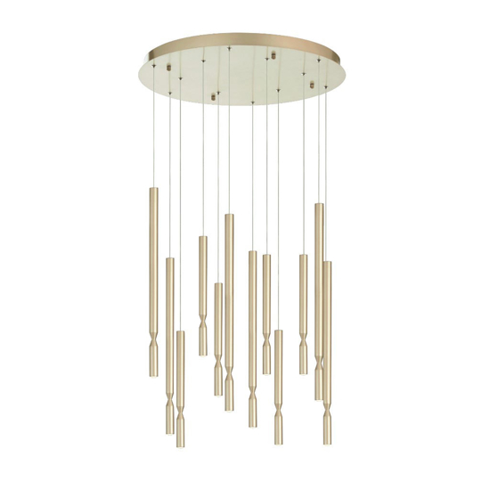 Lampadario moderno 12 luci led 3000k ondaluce so tubic oro dimmerabile