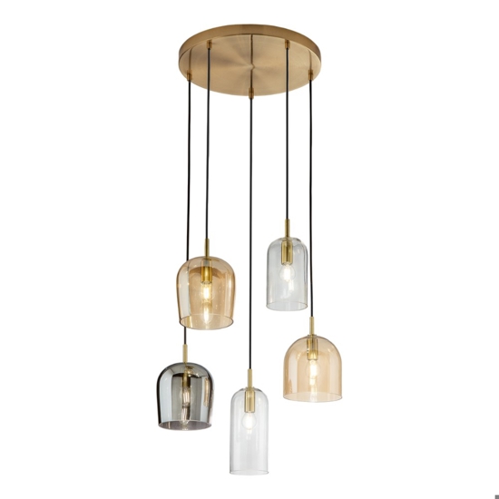 Lampadario coro perenz 5 pendenti vetri multicolor per salotto Lampadario coro perenz 5 pendenti vetri multicolor per salotto