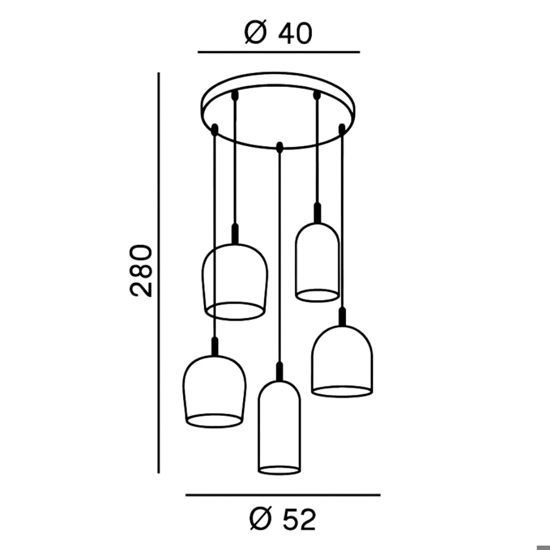 Lampadario coro perenz 5 pendenti vetri multicolor per salotto Lampadario coro perenz 5 pendenti vetri multicolor per salotto