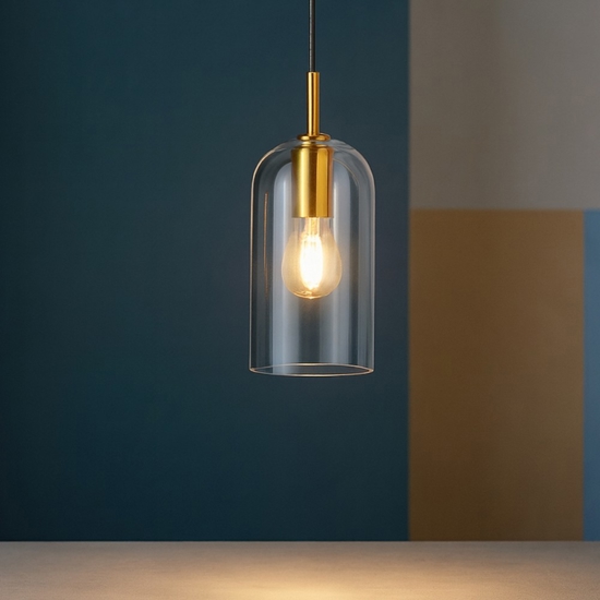 Lampada a sospensione coro perenz vetro trasparente small per penisola Lampada a sospensione coro perenz vetro trasparente small per penisola