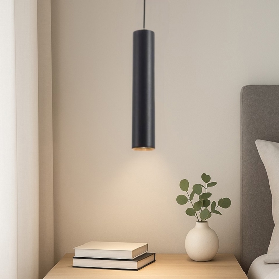 Lampada a sospensione cilindro nero 