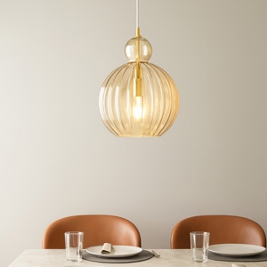 Visualizza i dettagli per Lampadario lia perenz boccia 32cm di vetro cognac specchiato moderno Lampadario lia perenz boccia 32cm di vetro cognac specchiato moderno