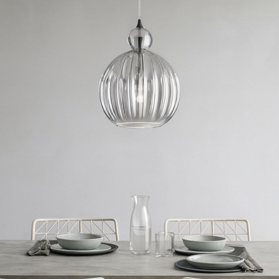 Lampadario lia perenz sfera di vetro 32cm fume specchiato Lampadario lia perenz sfera di vetro 32cm fume specchiato