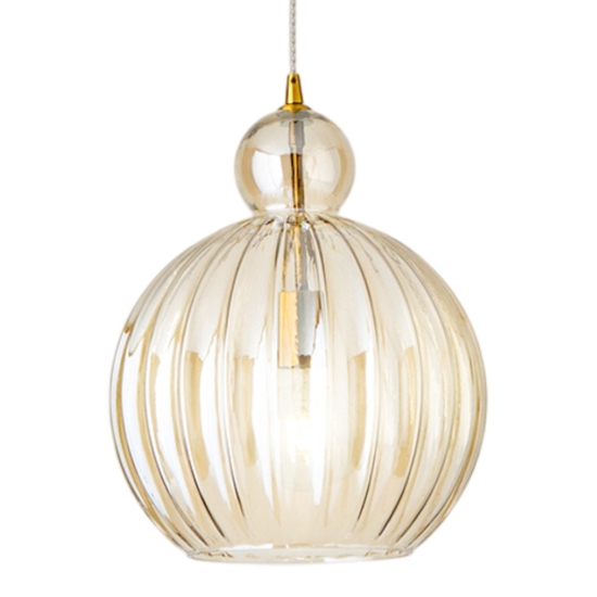 Perenz lia lampada a sospensione boccia 25cm in vetro cognac specchiato