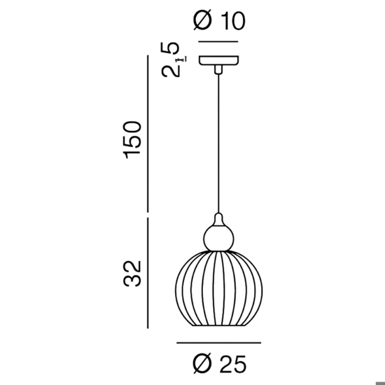 Perenz lia lampada a sospensione boccia 25cm in vetro cognac specchiato
