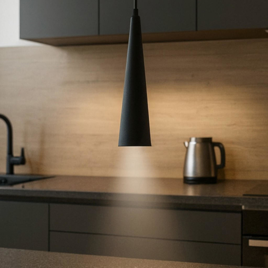 Lampada a sospensione conica in metallo nero gu10 ondalu noa Lampada a sospensione conica in metallo nero gu10 ondalu noa
