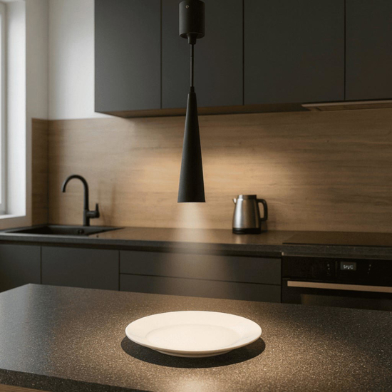 Lampada a sospensione conica in metallo nero gu10 ondalu noa Lampada a sospensione conica in metallo nero gu10 ondalu noa