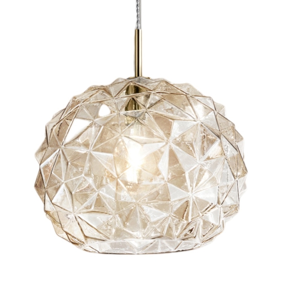 Lampadario moderno sfera sfaccettata di vetro ambra meteora perenz