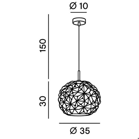 Lampadario moderno sfera sfaccettata di vetro ambra meteora perenz