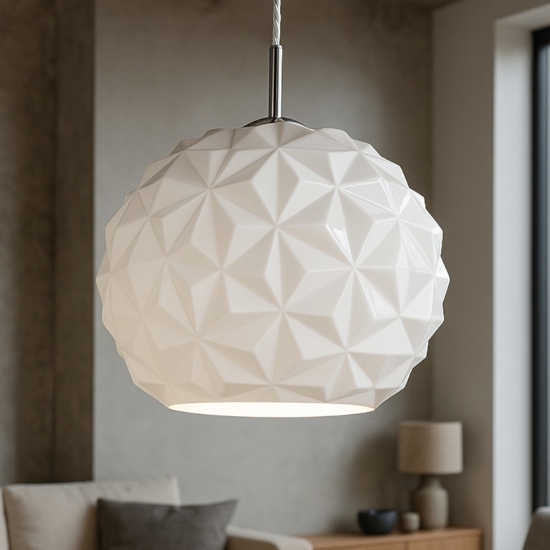 Lampadario meteora perenz in vetro bianco lavorato design moderno Lampadario meteora perenz in vetro bianco lavorato design moderno
