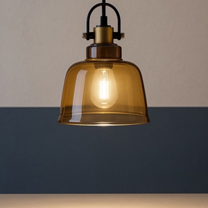 Visualizza i dettagli per Lampada a sospensione vintage perenz vetro ambra specchiato Lampada a sospensione vintage perenz vetro ambra specchiato