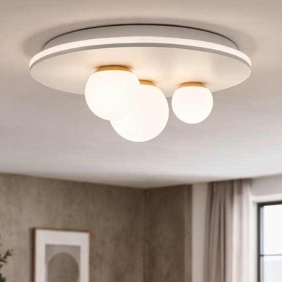 Plafoniera moderna per camera da letto bianco oro perenz ball