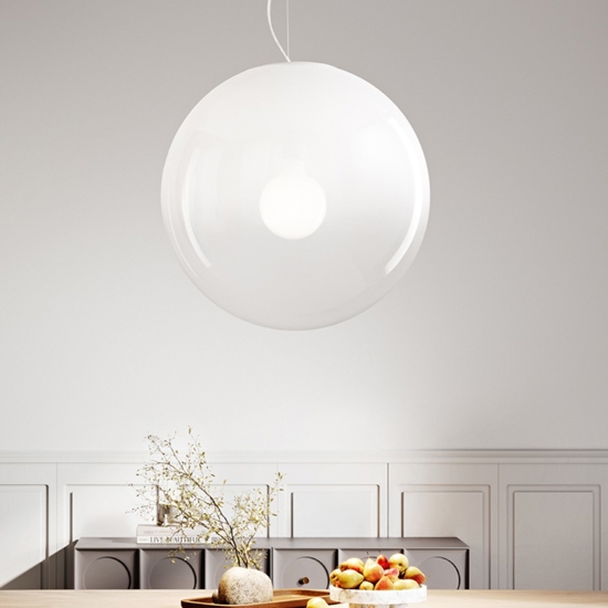 Lampadario sfera di vetro 40cm bianco sfumato  moon perenz