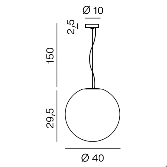Lampadario sfera di vetro 40cm bianco sfumato  moon perenz