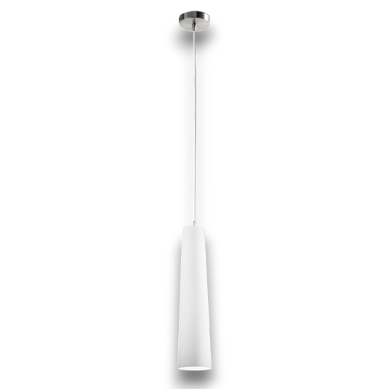 Lampada a sospensione cono allungato vetro bianco perenz canna