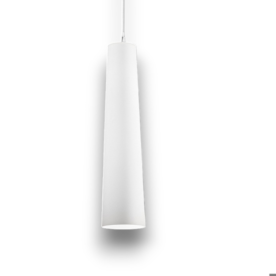 Lampada a sospensione cono allungato vetro bianco perenz canna