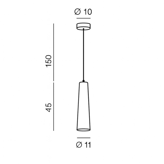 Lampada a sospensione cono allungato vetro bianco perenz canna