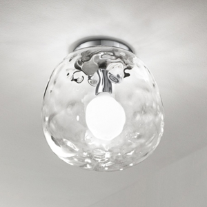Plafoniera moderna vetro martellato trasparente cm30