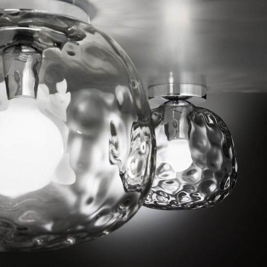 Plafoniera moderna vetro martellato trasparente cm30 Plafoniera moderna vetro martellato trasparente cm30