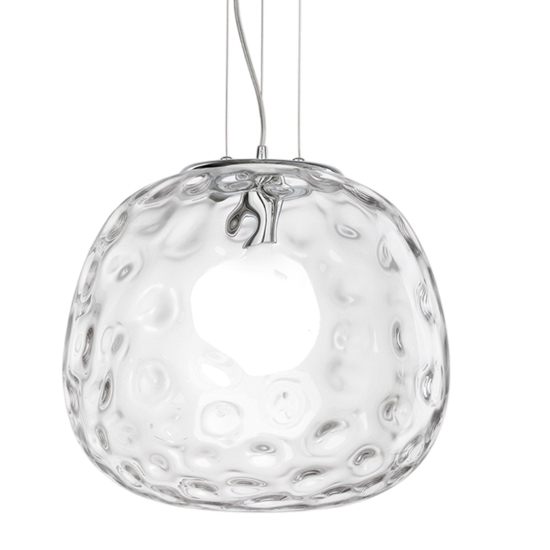 Lampadario sfera cm50 di vetro martellato trasparente perenz skin Lampadario sfera cm50 di vetro martellato trasparente perenz skin