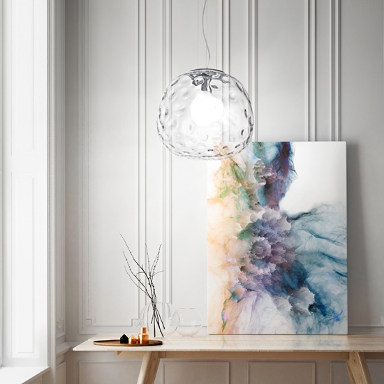 Lampadario sfera cm50 di vetro martellato trasparente perenz skin Lampadario sfera cm50 di vetro martellato trasparente perenz skin